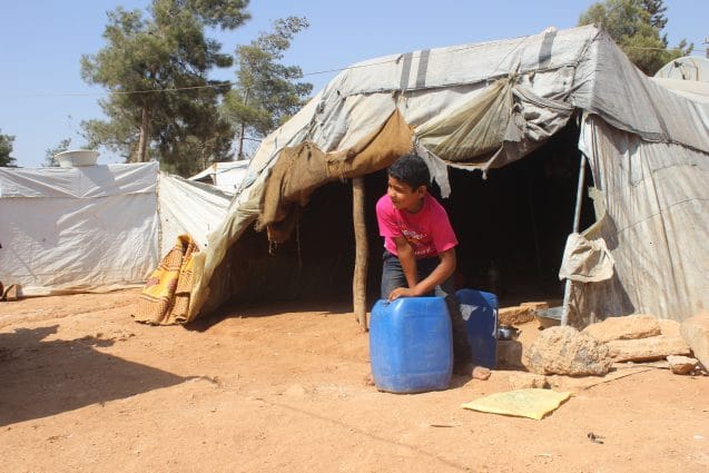 On 5 August 2016 in Aleppo city in the Syrian Arab Republic, many mosques have opened their doors to families fleeing the latest fighting but they are full now. These families stay in an open area near Raees Mosque in western Aleppo city, since there is no room left inside after the latest wave of attacks. As of 2 August 2016 in the Syrian Arab Republic, children in Aleppo city are again facing terrible threats from new intense attacks and fighting in the western parts of the city, while around 120,000 children are among the nearly 300,000 people cut off from life-saving humanitarian aid in the east. In the past few days, violence and fighting escalated with children in the line of fire. UNICEF is calling for immediate access to deliver urgently needed nutritional supplements, medicines, critical health supplies and clean water. On the evening of 2 August 2016, mortar attacks threatened thousands of families in what became the front line neighbourhoods of 1070 and al-Riyadah  a community of 25,000 people already displaced by the Syrian conflict, living in makeshift shelters. Over the past two years, UNICEF has worked intensively with other UN agencies and partners to support these displaced families with water supply, education, psycho-social support and health services. By nights end, virtually all 25,000 people, including around 12,000 children, had fled the bombardments with nothing more than the clothes on their backs.