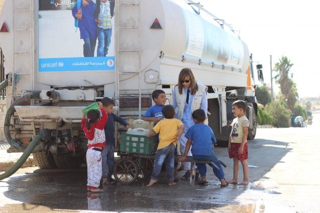 On 29 September 2016 in western Aleppo, UNICEF Representative in the Syrian Arab Republic Hanaa Singer visited UNICEF health and water and sanitation partners, and met with families displaced by recent attacks and fighting. She also visited the Adeeb Zakkour and Reyad Sajee schools in the area. "The murder of the innocents in Aleppo must stop, stated UNICEF Executive Director Anthony Lake in New York on 29 September 2016. Mr. Lake enumerated: In Aleppo, 96 children killed and 223 children injured in merciless attacks this week alone. Each one, a daughter or a son. Doctors forced to let some children die while saving others with scarce medical supplies. Tens of thousands of children drinking dirty water because a pumping station was bombed and another switched off. Brave aid and rescue workers killed. Aid convoys destroyed, he continued. The world is watching these horrors unfold. Every day, they continue ... and get worse. UNICEF and our partners have just delivered some supplies to the besieged areas of Madaya, Fouah, Kefraya and Zabadani. In addition to continuing operations in western Aleppo, we are doing what we can to provide trucked water supplies throughout the city. But it is far from enough. The only real answer for Aleppo is an end to its descent into further horror.